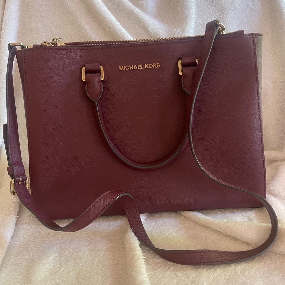 Large burgundy Michael Kors handbag